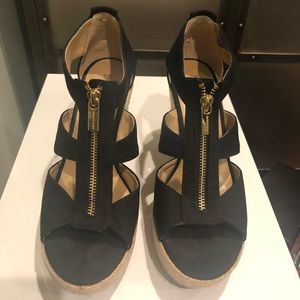 Michael Kors Damita Platform Wedge Sandals - black